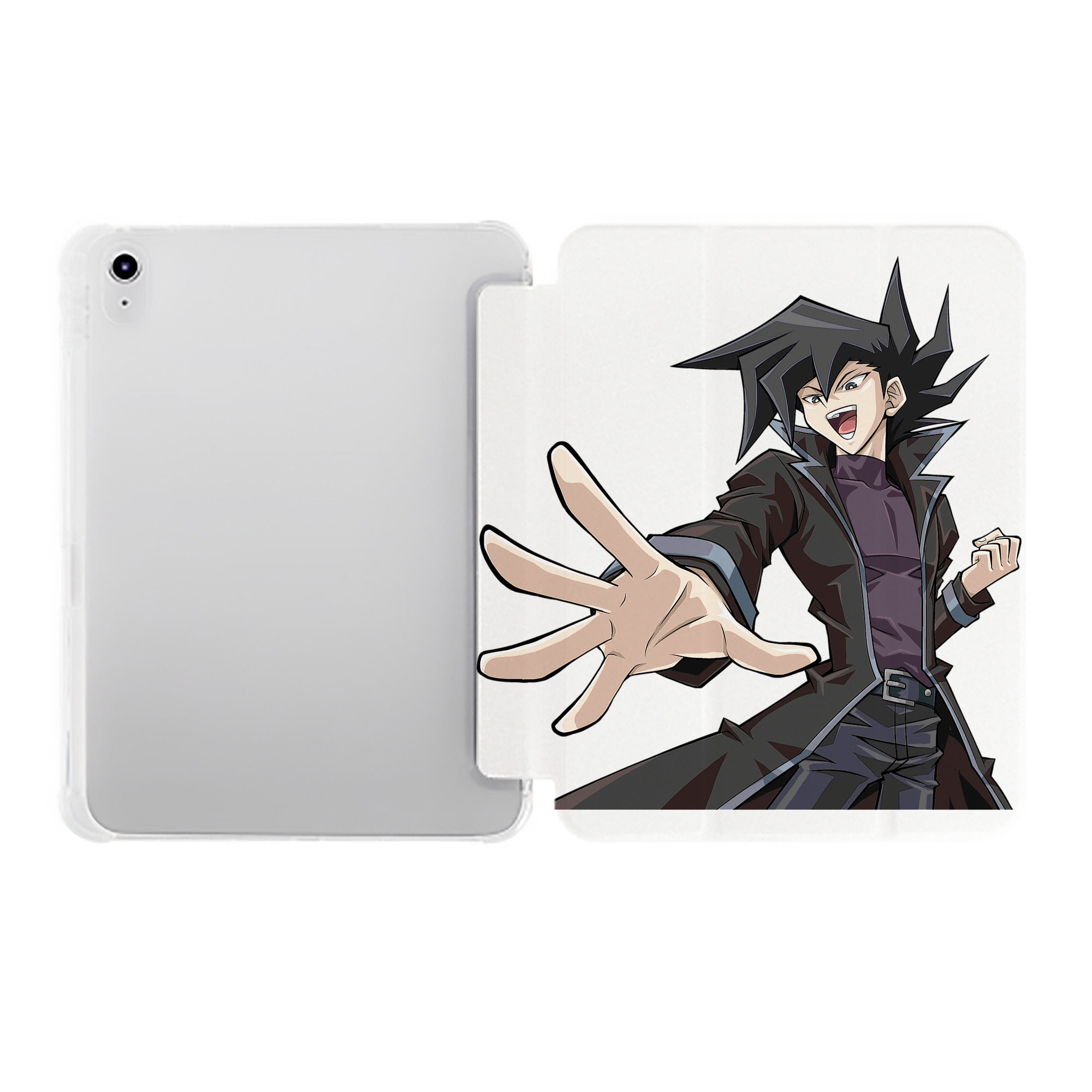 （画像用） 遊☆戯☆王 Yu-Gi-Oh! IPad ケース ペン収納付き 三つ折りスタンド PUレザー×シリコン 対応機種9.5/10.5/10.9インチ